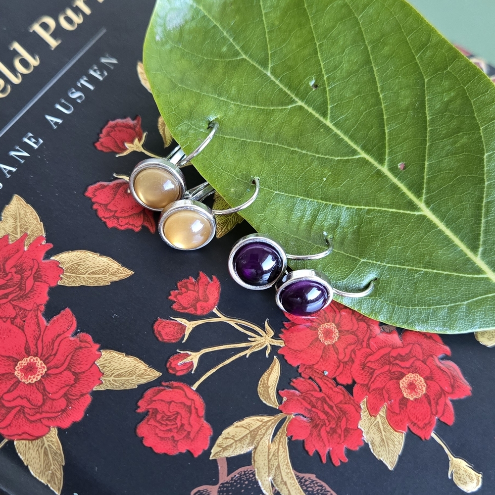 Elegant Silver and Purple Earrings